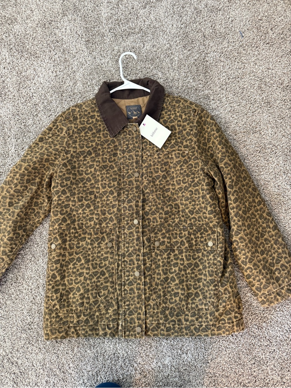 Bohme Leopard Print Jacket with Brown Collar